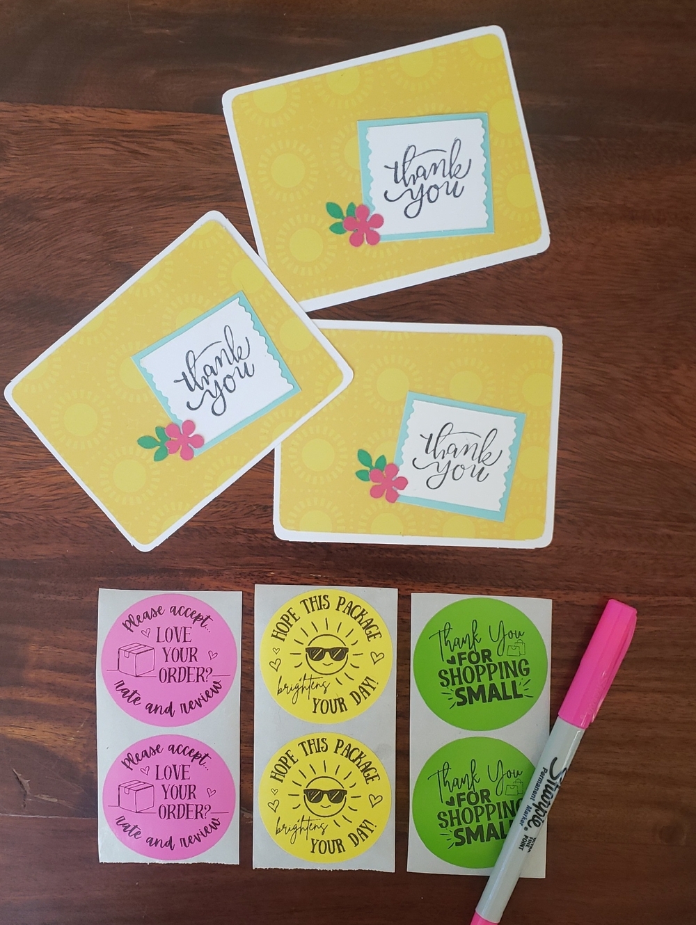 Coordinated Packaging Bundle | Thank You Cards + Stickers + Polymailers | Summer